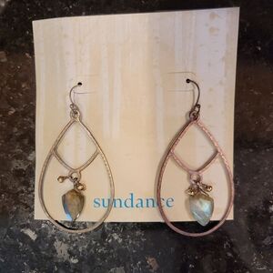 Sundance Semiprecious Stone Silver Teardrop Earrings-NEED POLISHING